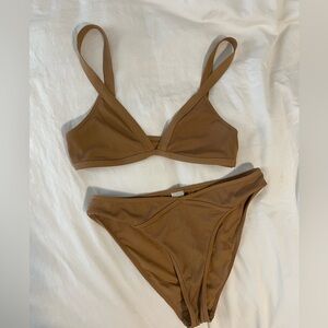 L Space Farrah ribbed bralette and bikini bottom size medium